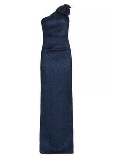 Teri Jon Shimmering One-Shoulder Gown