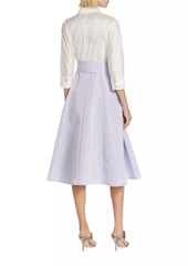 Teri Jon Taffeta Tie-Waist Midi-Dress