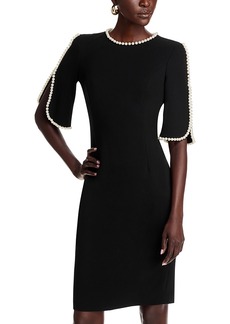 Teri Jon by Rickie Freeman Pearl Trim Sheath Dress