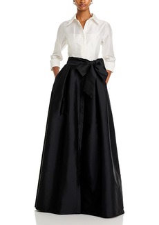 Teri Jon by Rickie Freeman Taffeta Shirtwaist Gown