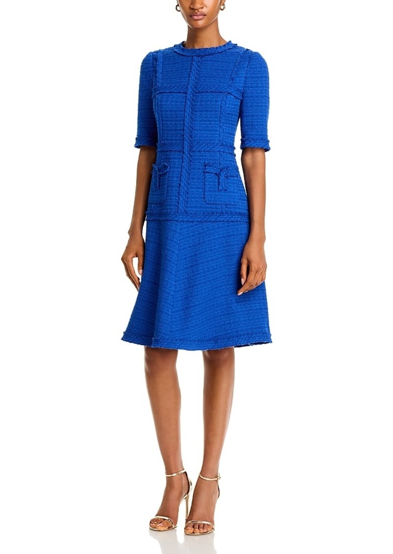 Teri Jon by Rickie Freeman Tweed Geo Stripe Dress