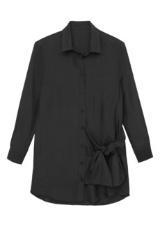 Thakoon Silk Tie Front Shirtdress in Black at Nordstrom