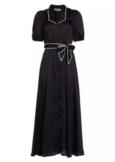 The Great Melody Belted Satin Midi-Dress