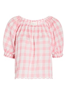 The Great The Garland Gingham Linen-Cotton Top