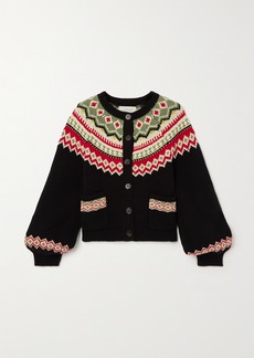 The Great The Holiday Fair Isle Cotton-blend Cardigan
