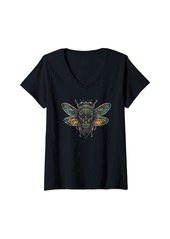The Great Womens Cicada Insect Bug Colorful Cicada 2024 Women Men V-Neck T-Shirt