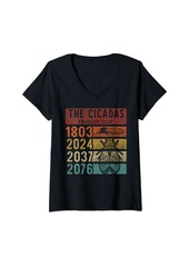 The Great Womens Cicadas Reunion Tour 1803 2024 2037 2076 Cicada Comeback V-Neck T-Shirt