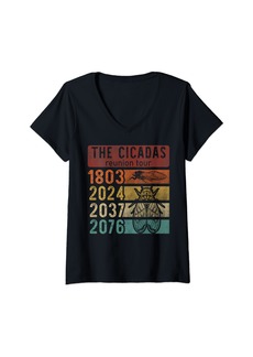 The Great Womens Cicadas Reunion Tour 1803 2024 2037 2076 Cicada Comeback V-Neck T-Shirt