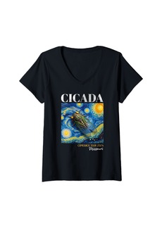 The Great Womens Great Cicada Comeback Tour 2024 Insect Invasion Missouri Art V-Neck T-Shirt