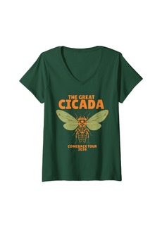 The Great Womens Great Cicada Comeback Tour 2024: Return of the Cicadas V-Neck T-Shirt