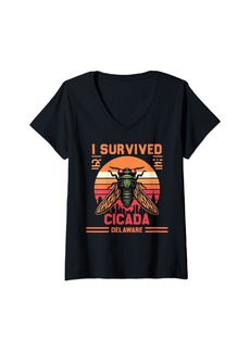 The Great Womens I Survived the cicada invasion 2024 Delaware V-Neck T-Shirt