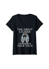 Womens the great cicada comeback tour 2024 Insect Invasion V-Neck T-Shirt
