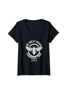 Womens The Great Cicada Comeback Tour 2024 V-Neck T-Shirt