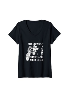 Womens The Great Cicada Comeback Tour 2024 V-Neck T-Shirt