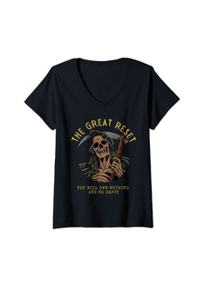Womens The Great Reset Ministry of Truth V-Neck T-Shirt