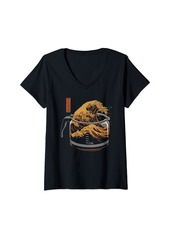 Womens The Great Wave Of Coffee Funny Coffee - I Love Coffee V-Neck T-Shirt