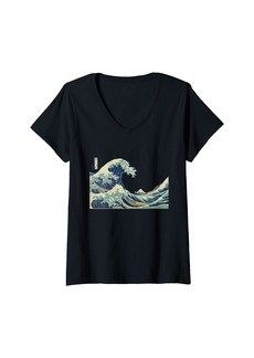 Womens The Great Wave off Kanagawa V-Neck T-Shirt