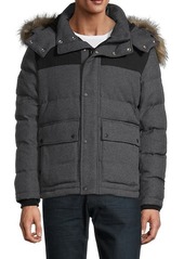 The Kooples Faux Fur-Trim Hooded Puffer Jacket