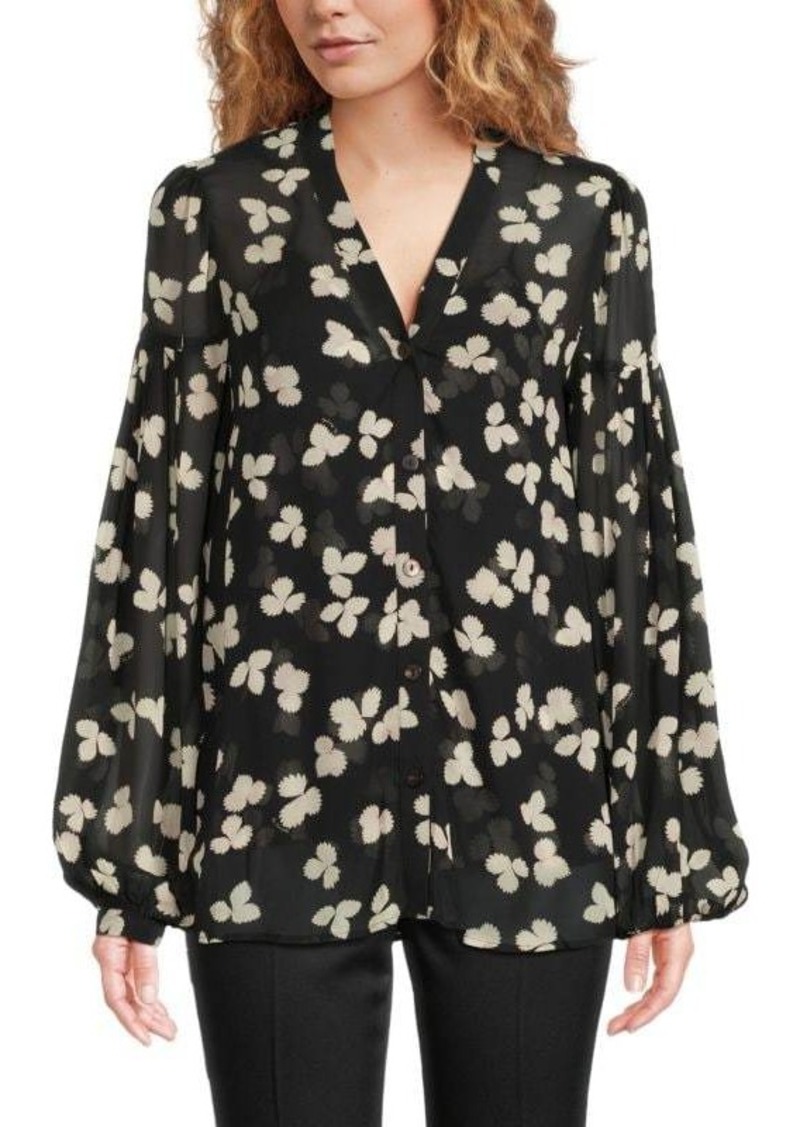 The Kooples Leaf Print Drop Shoulder Shirt