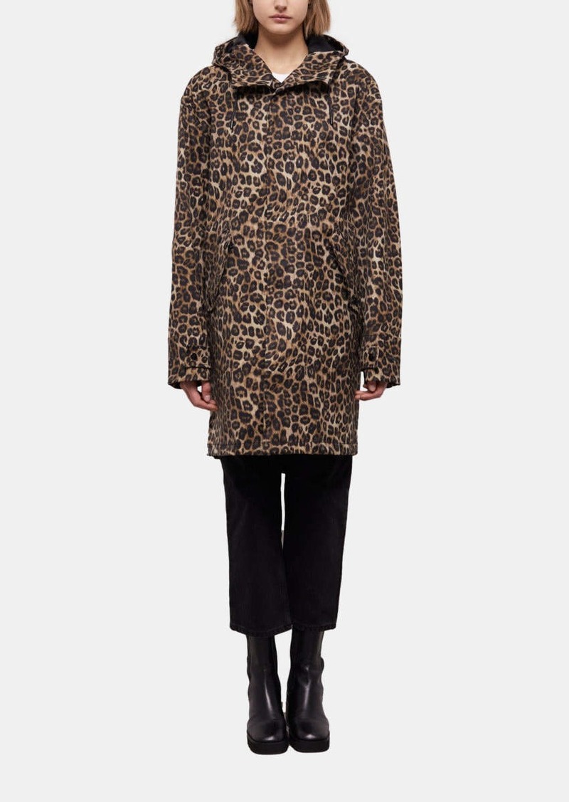 The Kooples Long Parka With Leopard Print Hood