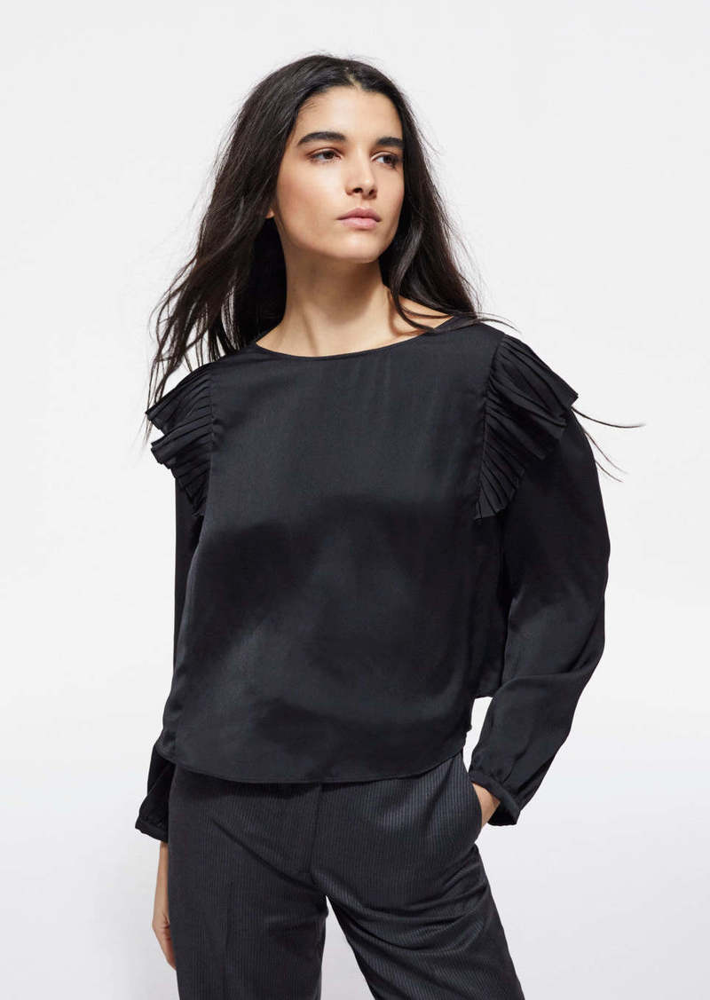 The Kooples Loose-fit Top With Puffed Sleeves