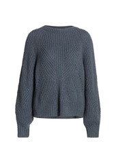 The Kooples Mixed Cable Knit Blouson-Sleeve Sweater