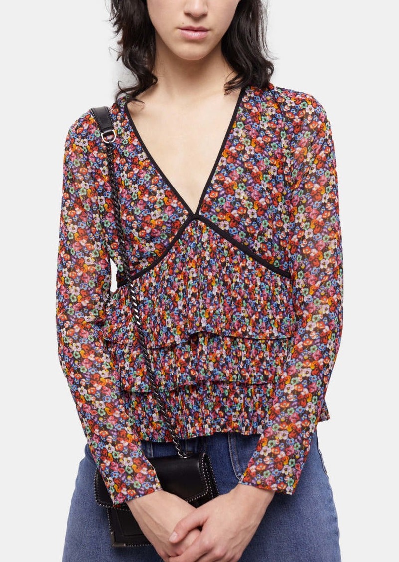 The Kooples Multicolor Top With Pleated Ruffles