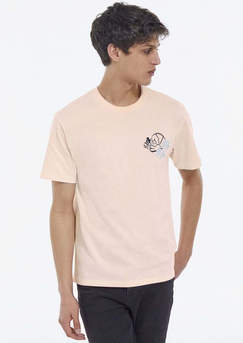 The Kooples Pink Printed T-shirt With Skull And Flowers