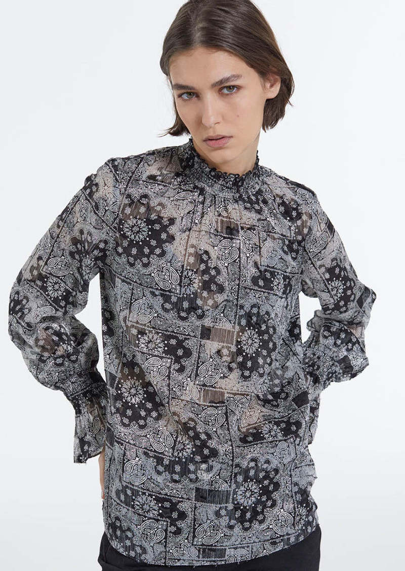 The Kooples Printed Frilly Blouse