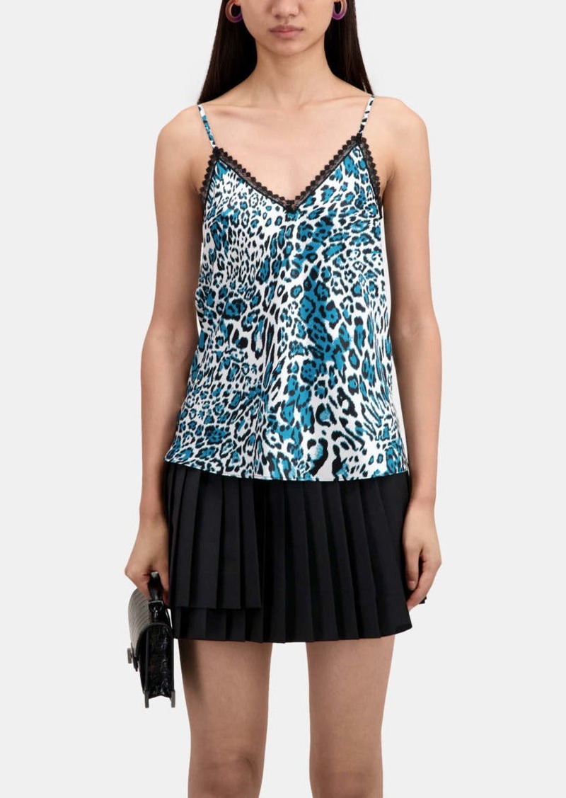 The Kooples Printed Silk Camisole With Lace Details