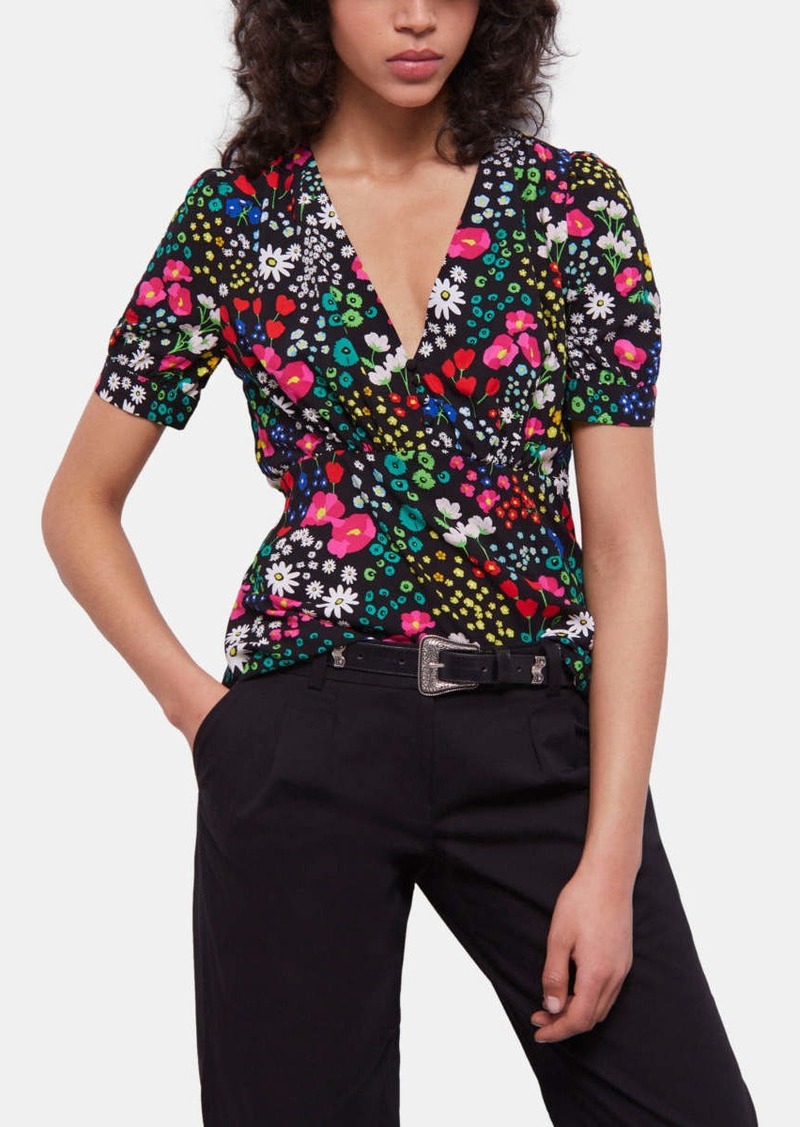 The Kooples Printed Top With Buttoning