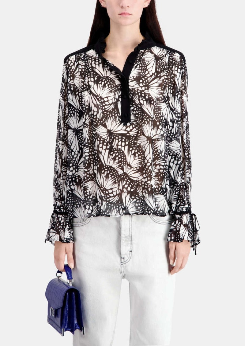 The Kooples Printed Top With Contrasting Details