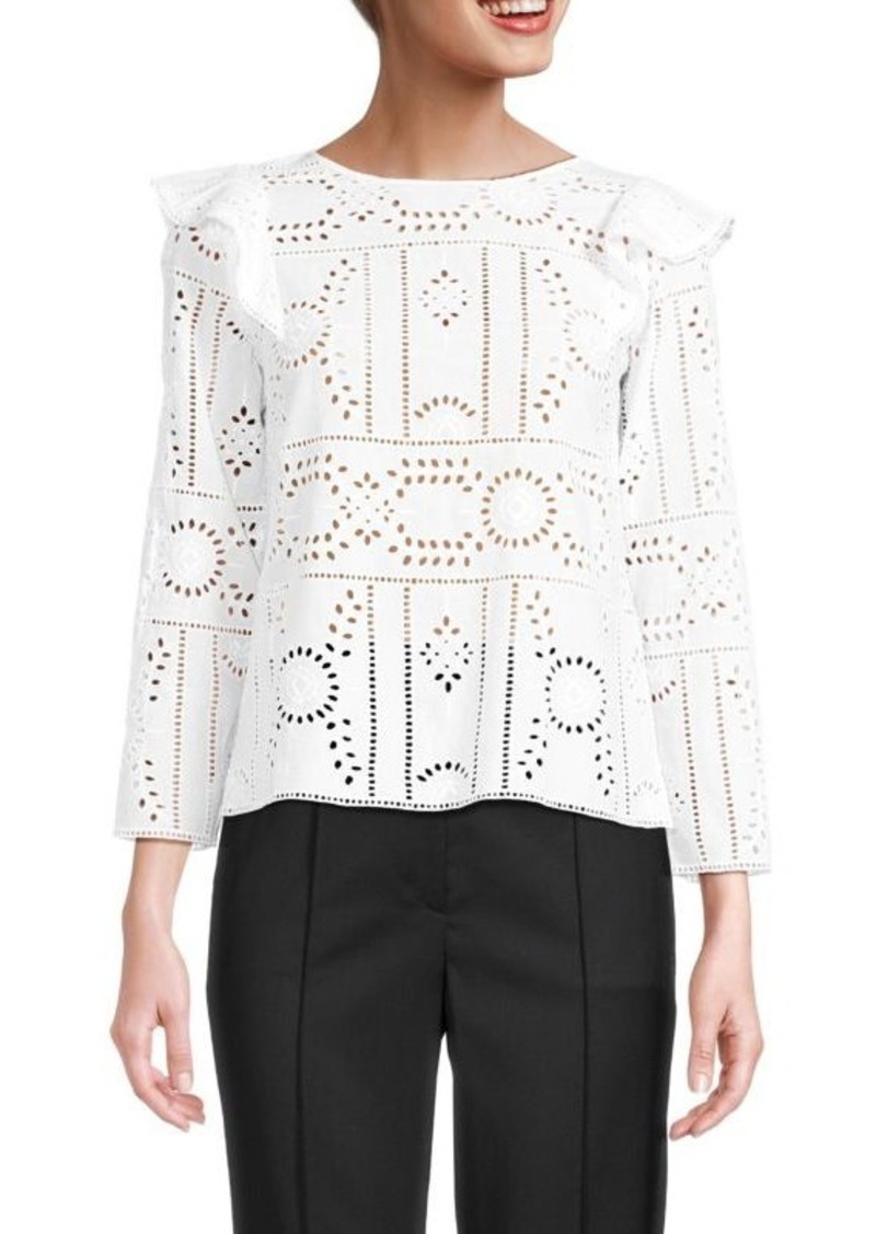 The Kooples Ruffle Eyelet Top