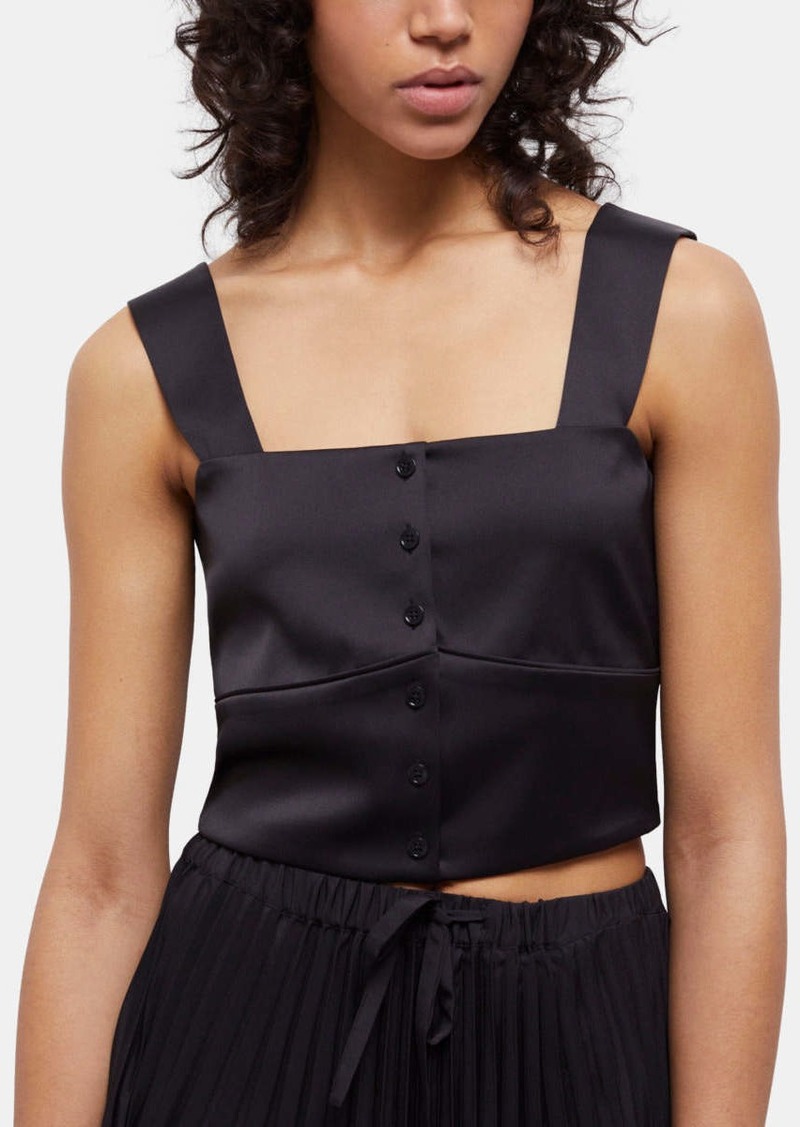 The Kooples Short Black Satin Top With Buttoning