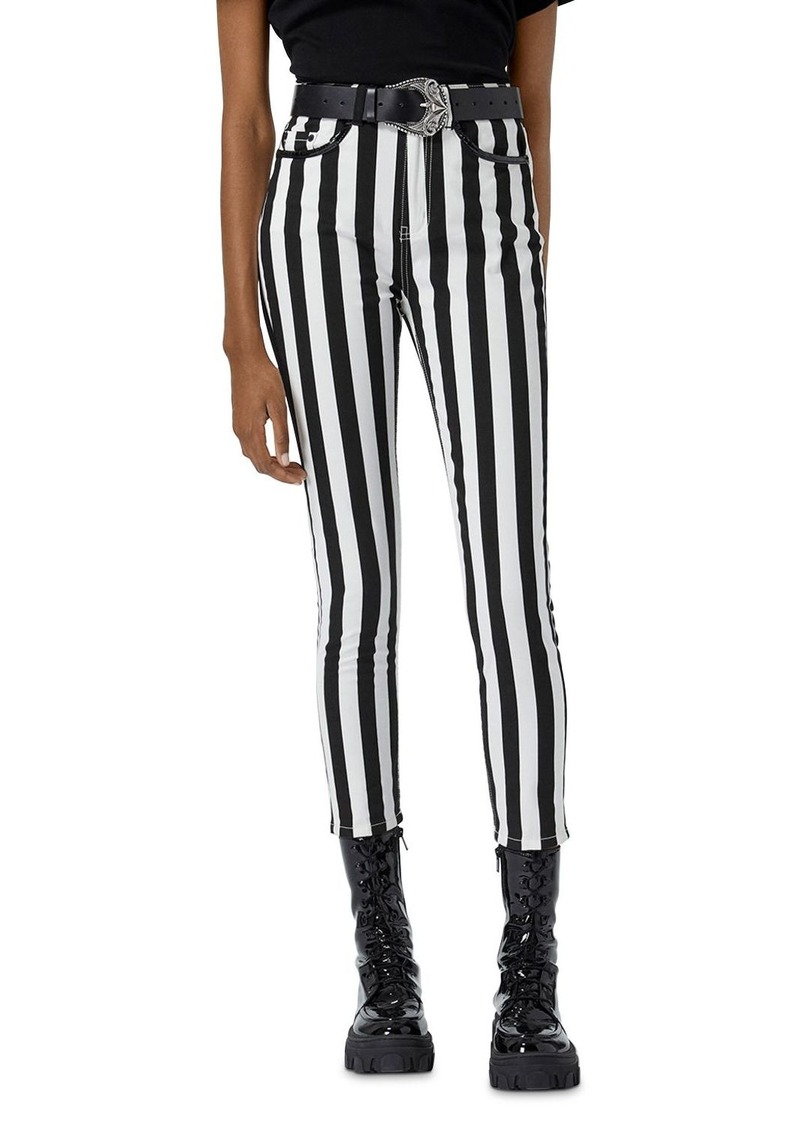 The Kooples Black And White Striped Slim Fit Jeans