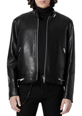The Kooples Black Leather Jacket With Biker Collar