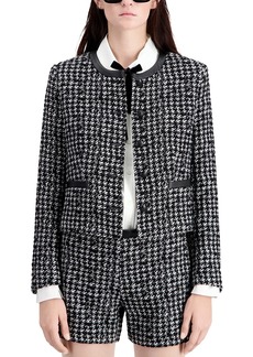 The Kooples Chic Houndstooth Long Sleeve Blazer