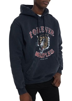 The Kooples Cotton Stretch Tiger Logo Print Hoodie