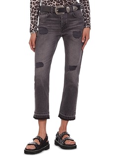 The Kooples Destroy Low Rise Cropped Straight Jeans in Grey