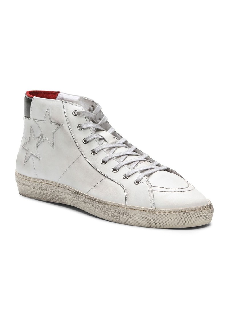 Distressed Leather High-Top Sneakers 