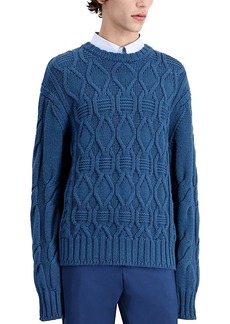 The Kooples Double Torsade Wool Cable Knit Comfort Fit Crewneck Sweater