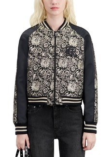 The Kooples Embroidered Satin Sleeve Jacket