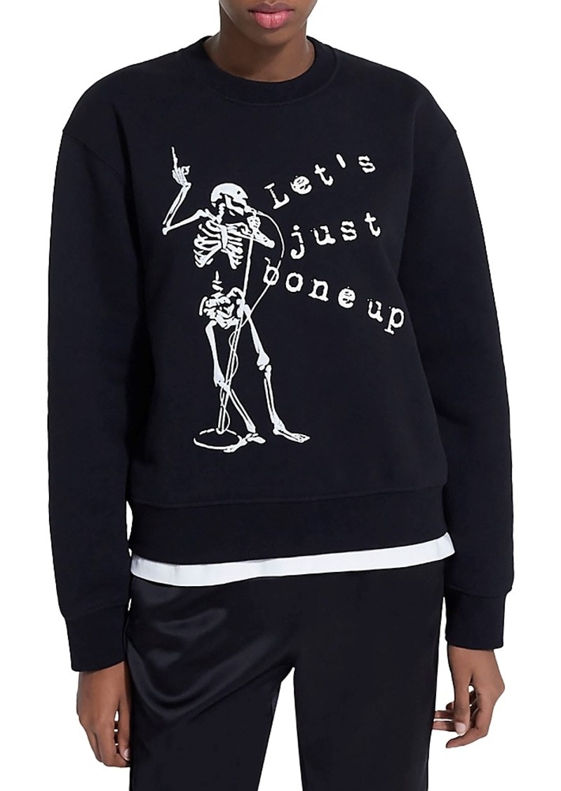 The Kooples Embroidered Skeleton Fleece Sweatshirt