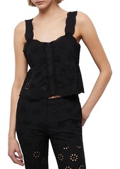 The Kooples Floral Embroidered Peplum Top