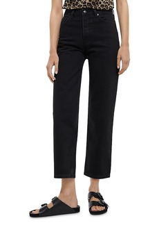 The Kooples High Rise Straight Ankle Jeans in Black