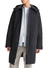 The Kooples Hooded Leather Collar Long Parka