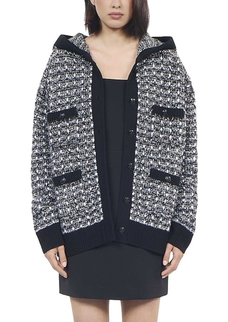 The Kooples Hooded Tweed Cardigan