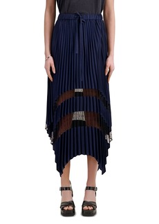 The Kooples Lace Trim Pleated Midi Skirt