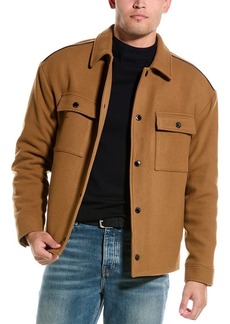 The Kooples Leather-Trim Wool-Blend Jacket