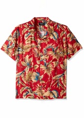 The Kooples Men's Men's Hawaiian Print Short Sleeve Button-Down Shirt red/Ochre
